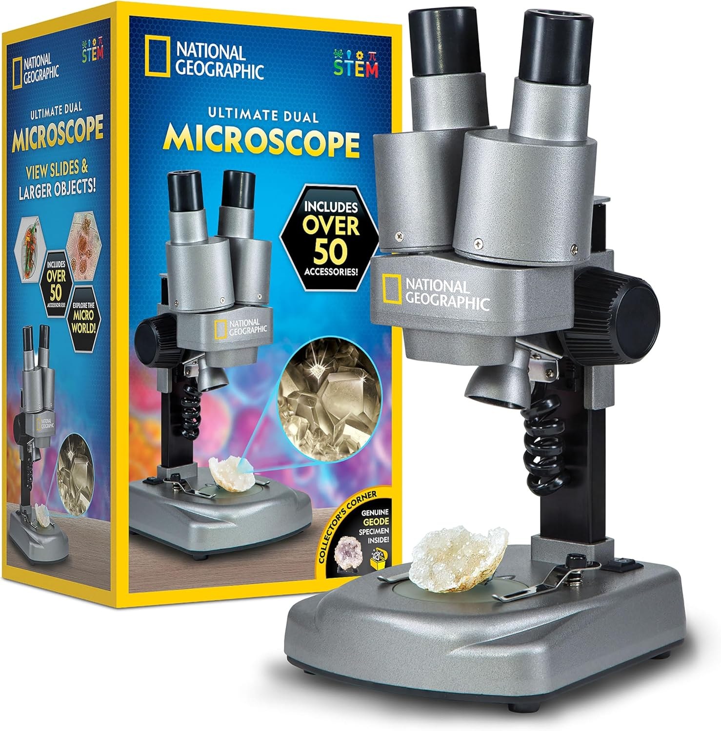 National Geographic Dual LED Kids Microscope Science Kit 50x-800x Magnification