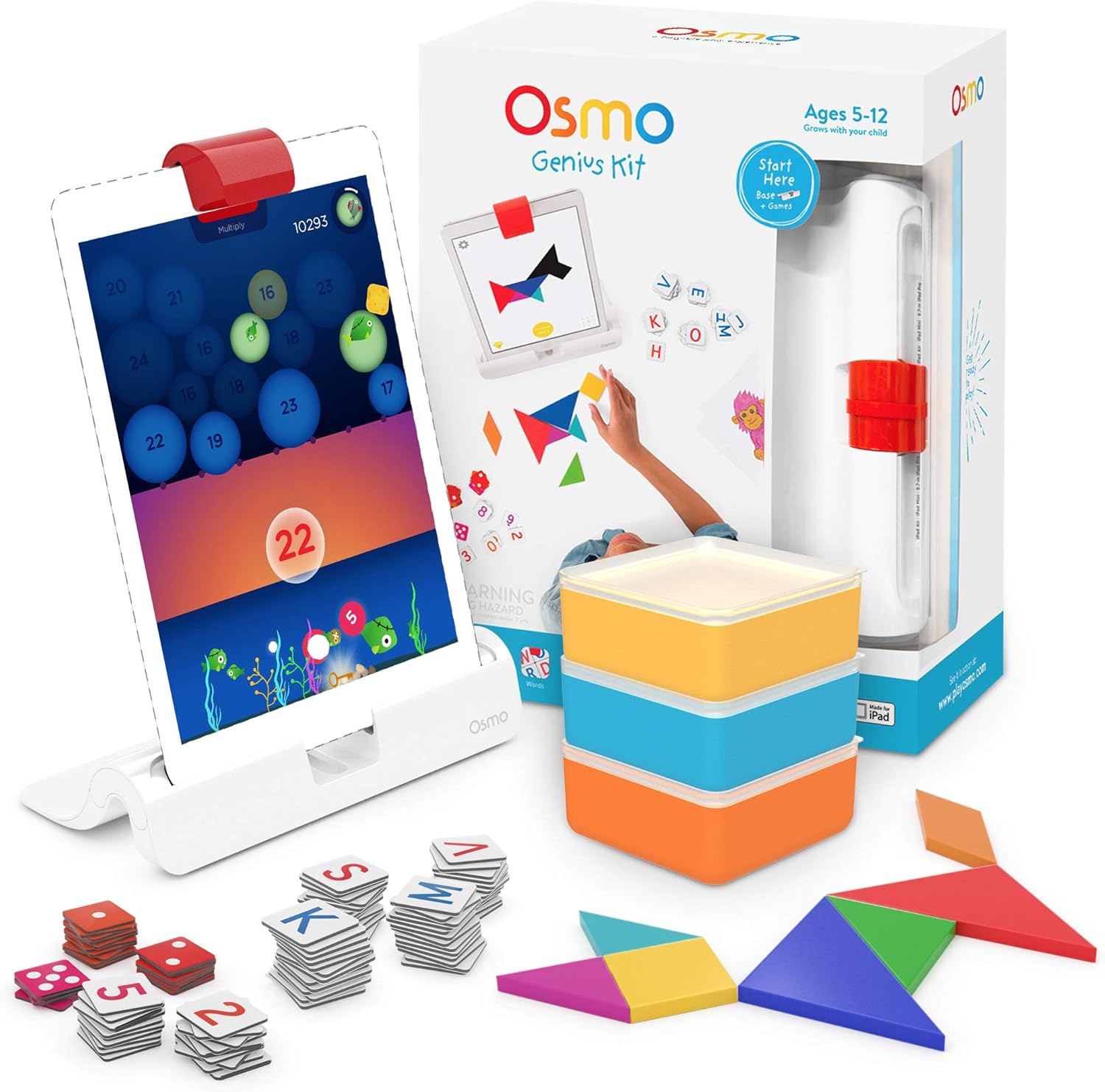 Osmo Genius Starter Kit iPad Learning Games Math Spelling Ages 6-10
